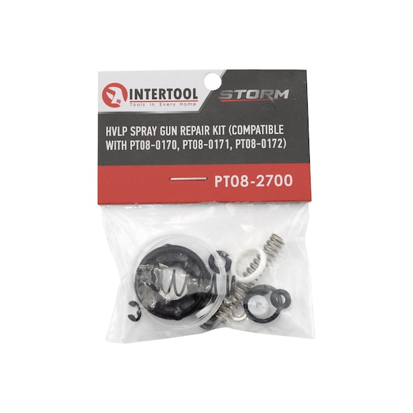Intertool HVLP Air Spray Gun Repair and Spare Parts Kit Compatible with PT08-0170, PT08-0171, PT08-0172 PT08-2700 - main